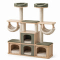 Árbol para Gatos de Madera y Sisal con Hamacas - Verde y Beige