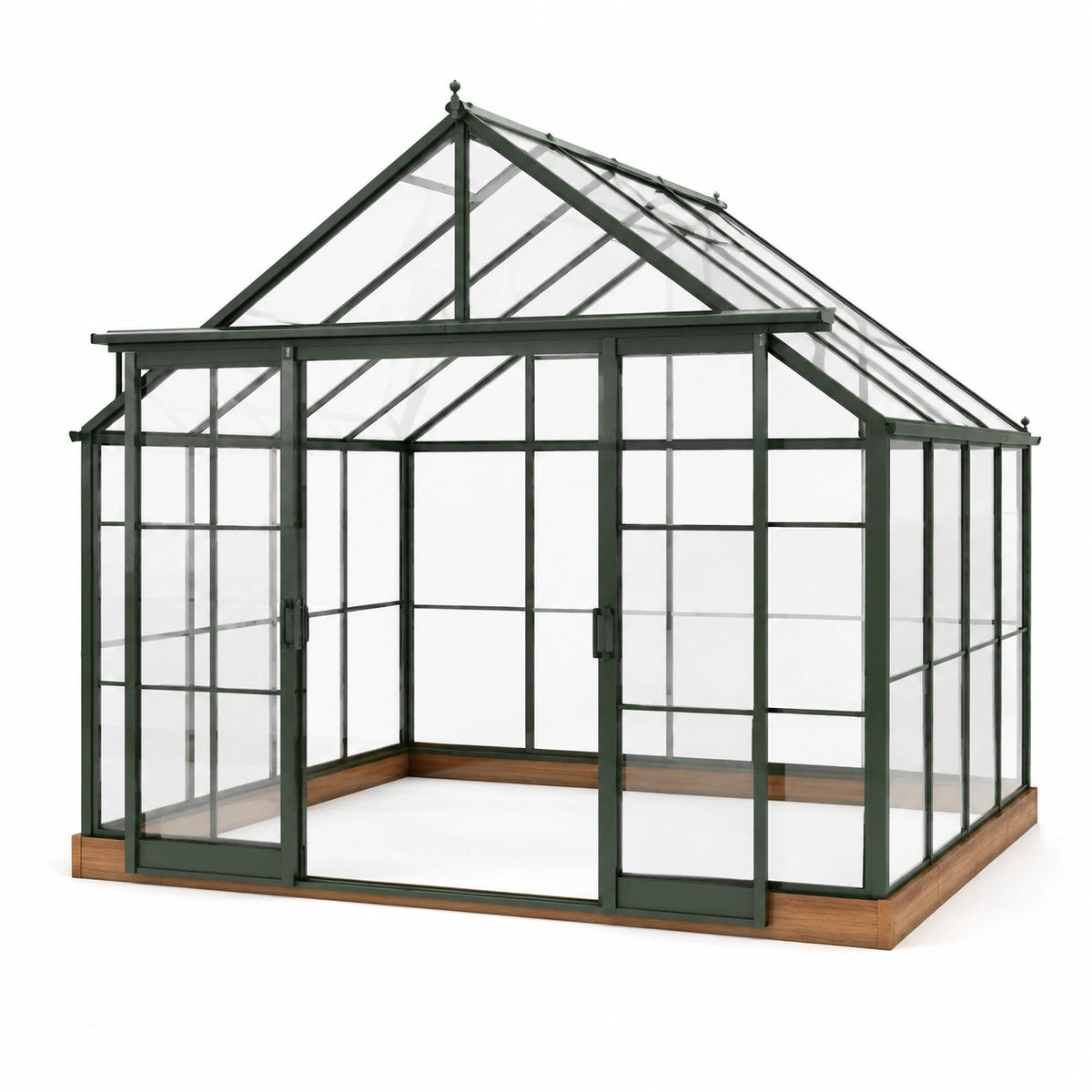 Invernadero de aluminio y vidrio templado 4m x 3m verde oscuro