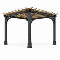 Pérgola cuadrada de acero y madera 300x300x230 cm