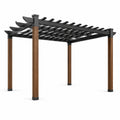 Pérgola de acero y madera de acacia 300x300x250 cm negra