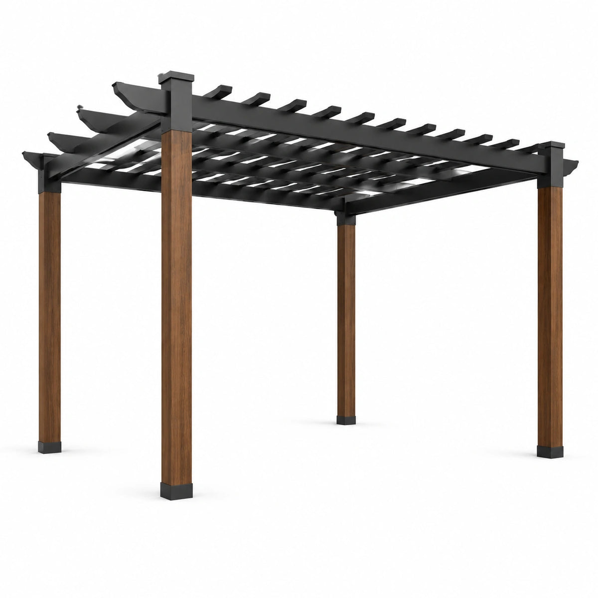Pérgola de acero y madera de acacia 300x300x250 cm negra