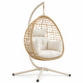 Sillón Colgante de Exterior Forma de Huevo Ratán Sintético Beige