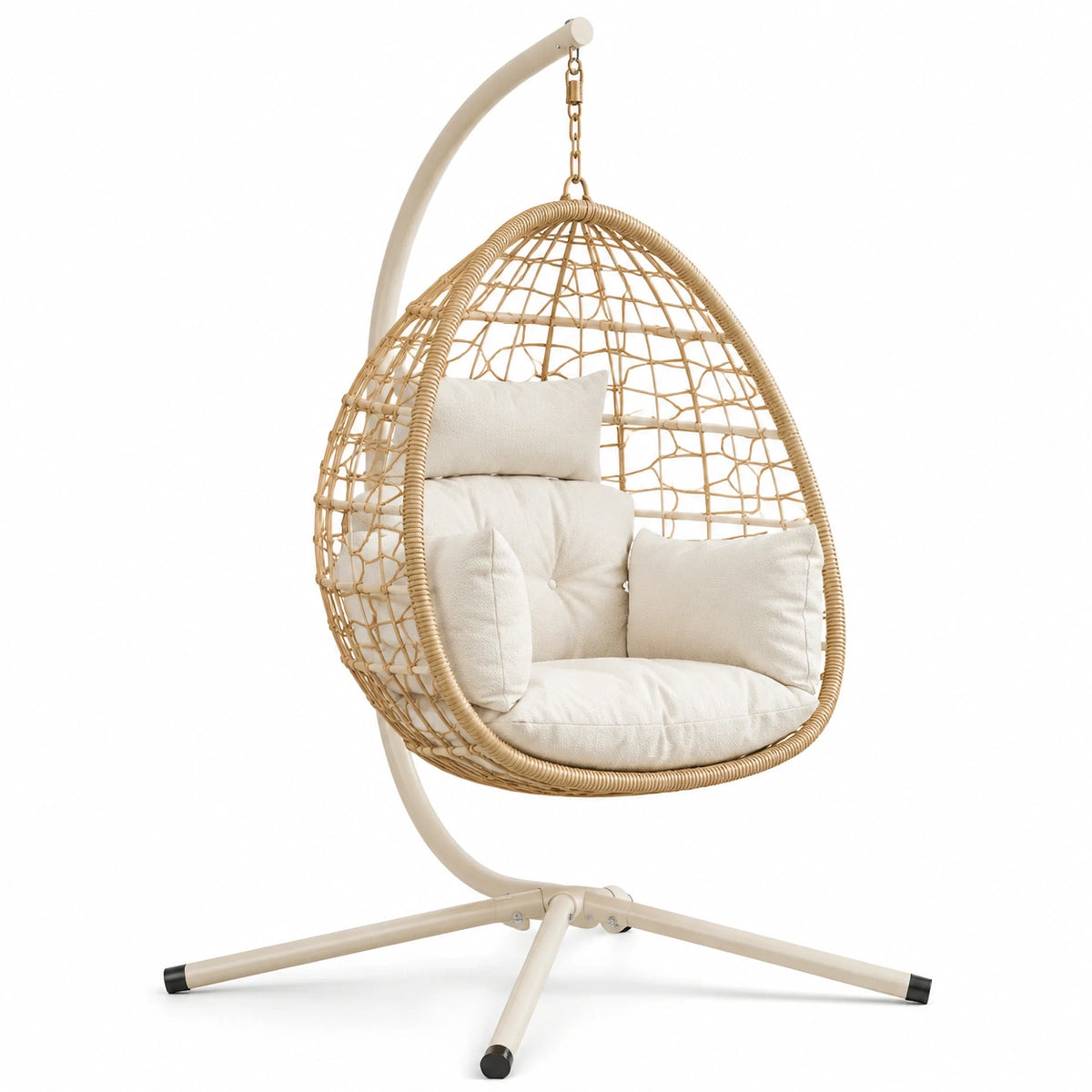 Sillón Colgante de Exterior Forma de Huevo Ratán Sintético Beige