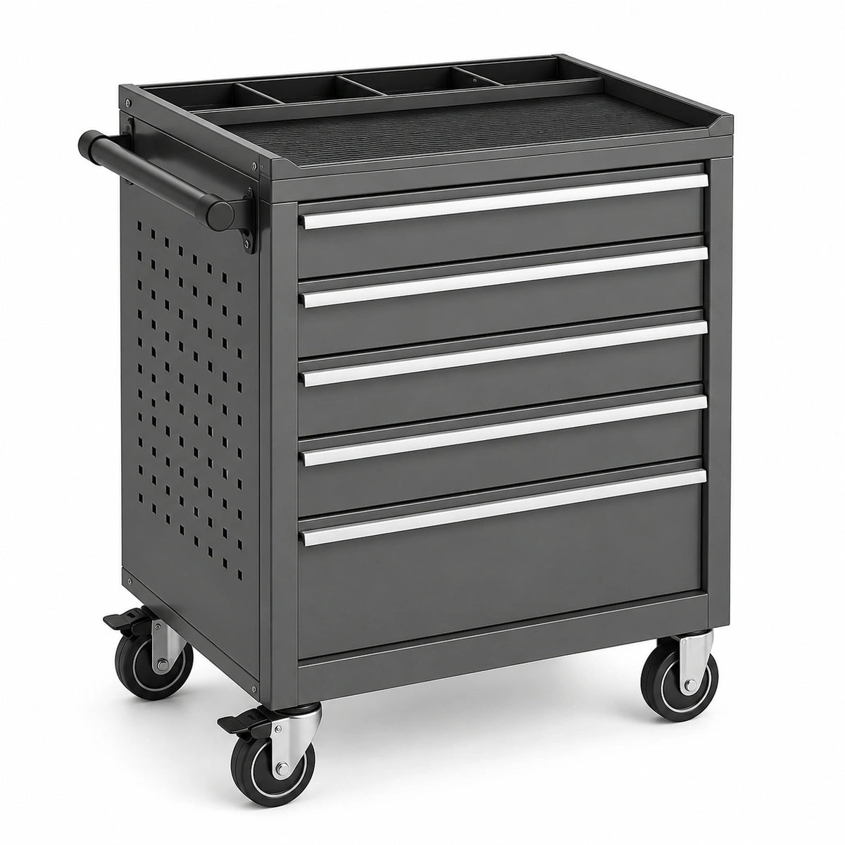 Carro de herramientas de acero con 5 cajones 62 cm negro