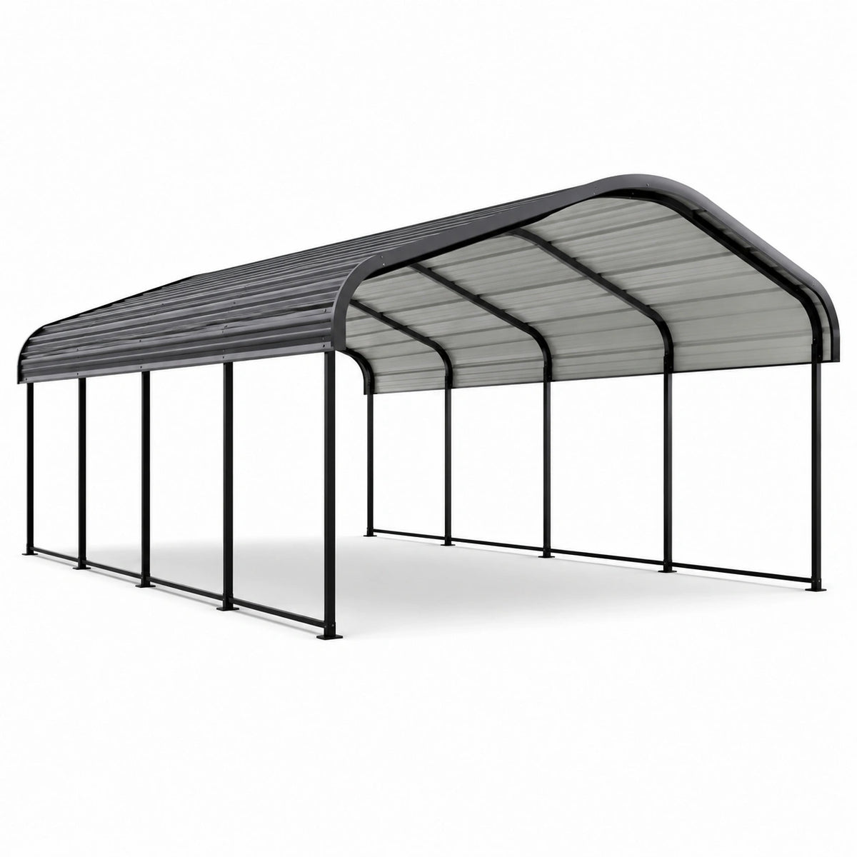 Cobertizo de Coches de Acero Galvanizado y Policarbonato Negro