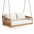 Columpio de Madera de Teca con Cojines de Lona Beige