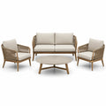 Conjunto de muebles de jardín con cuerda beige y madera