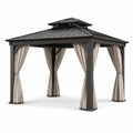 Pabellón de aluminio con cortinas de poliéster 3x3 m gris/beige