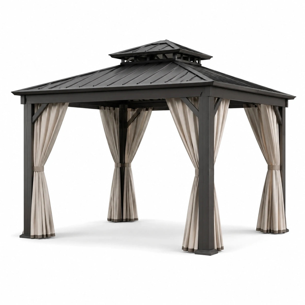 Pabellón de aluminio con cortinas de poliéster 3x3 m gris/beige