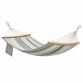 Hamaca de Algodón Rayada para Exterior 200x150 cm Gris y Blanco
